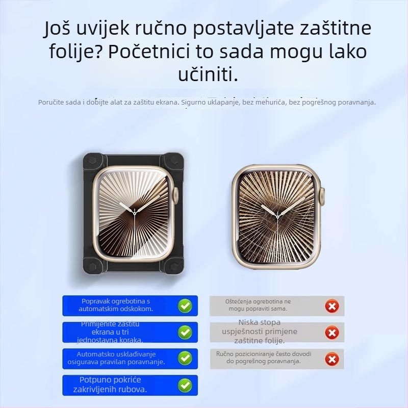 Sanjay PET zaštitni film za zaslon Apple Watch s otpornošću na otiske prstiju i potpunim pokrivanjem, kompatibilan s Apple Watch Series 9/8/7
