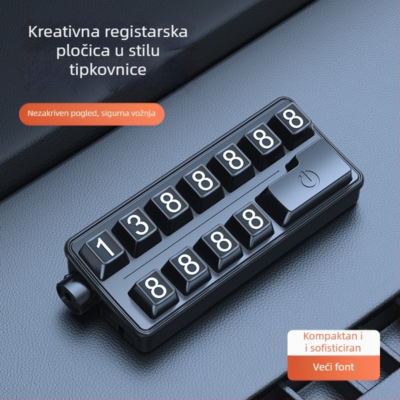 Jsn Privremeni znak za parkiranje autom s sigurnosnim čekićem, nožem od čelika i rasvjetom, višenamjenski dizajn s pločom broja telefona — Model T-61, Materijal: Plastika