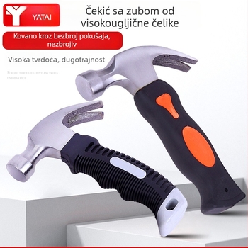 Čekić s kandžom, glava od visokougljičnog čelika, drška od vlaknastog materijala, 330–350 g, otporan na udarce