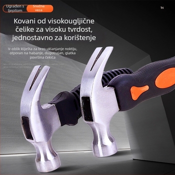 Čekić s kandžom, glava od visokougljičnog čelika, drška od vlaknastog materijala, 330–350 g, otporan na udarce