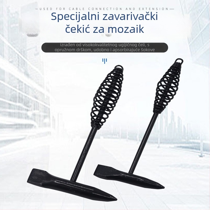 Sigurnosni čekić s opružnim držalom, glavom od visoko ugljičnog čelika, čelično tijelo, otporan na udarce, za zavarivanje električnim lukom