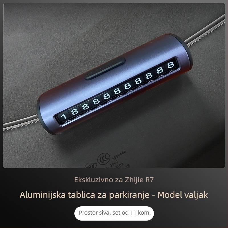 Zhijie R7 parkirni broj pločica, ABS automobilni dodatak s držačem za telefon, razbijač stakla i sigurnosni čekić