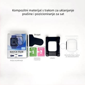 Zaštitna folija za Apple Watch s pozicioniranjem i uklanjanjem prašine, prednja membrana PMMA+PET, 42/45/46 mm