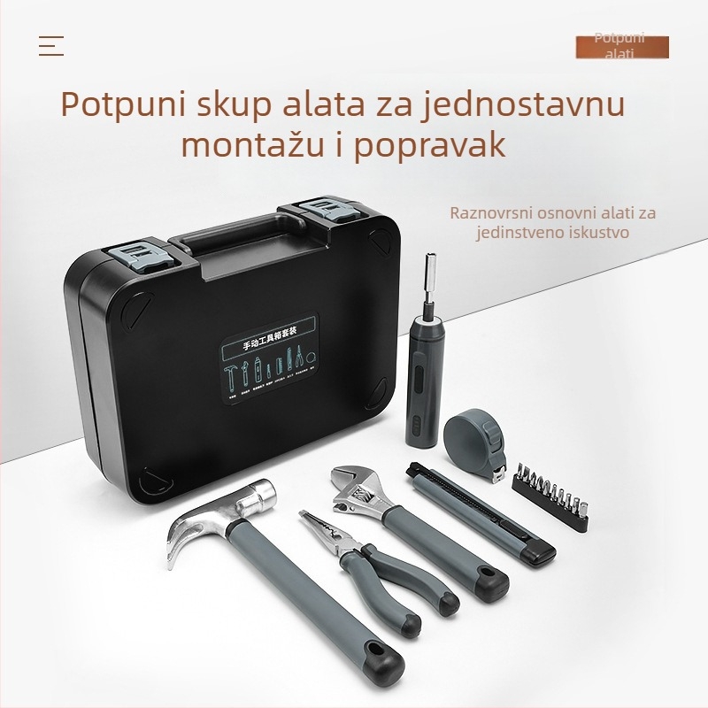 17-dijelni višenamjenski kućni set alata s alatima od visokougljičnog čelika i električnim odvijačem