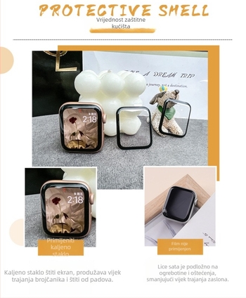 Kaljeni filmski zaštitnik zaslona za Apple Watch Series 2–5, cijeli zaslon, zakrivljeno staklo, branda Shengweixing, ambalaža Opp bag