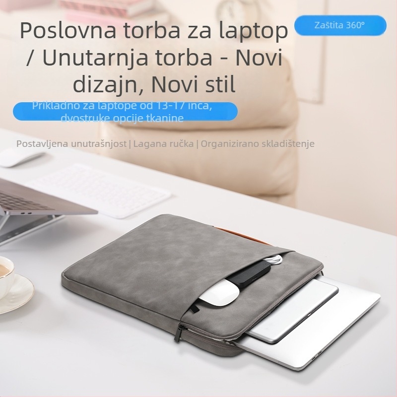 PU kožna torba za prijenosno računalo, otporna na udarce, velika kapaciteta, za 17-inčne prijenosnike, crna, crossbody remen