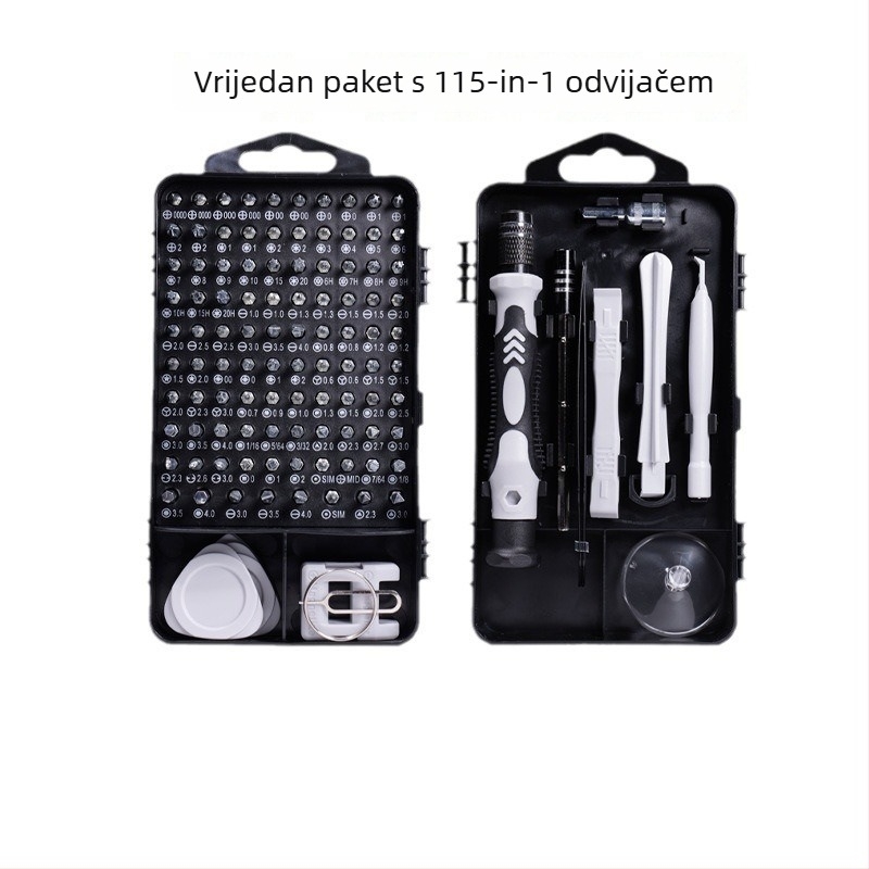 115-in-1 precizijski set odvijača za demontažu računala i mobitela (izolirani; nemagnetni; čelik 45#)