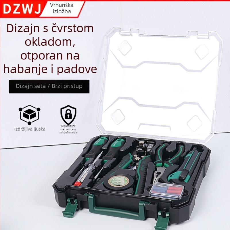 8-djelni kućni set alata s automatskim uklanjanjem izolacije kablova i odvijačima, u kutiji za alate (chromomolibden-vanadij čelik)