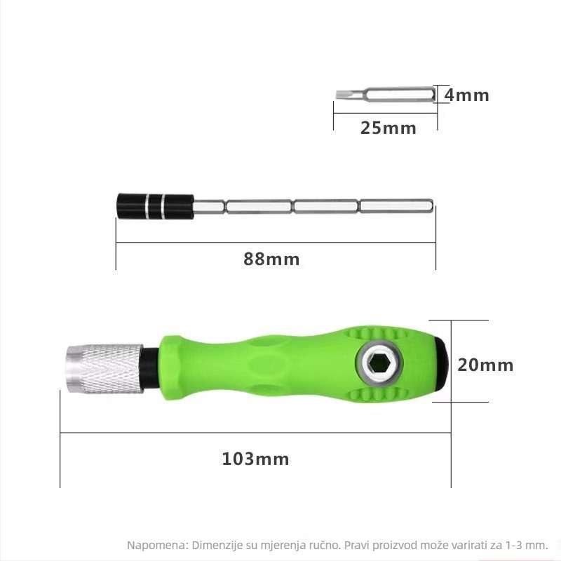 Zhuo Rui 32-u-1 magnetski odvijač set – karbonska čelika, bez izolacije, višenamjenski alat za demontažu mobilnih telefona, računala i prijenosnih računala
