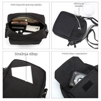 Muška nylon crossbody torba, vertikalni kvadratni oblik, zatvaranje na zip, unutarnje pregrade: zip džep, džep za telefon i ID, jedna naramenica, TAX842