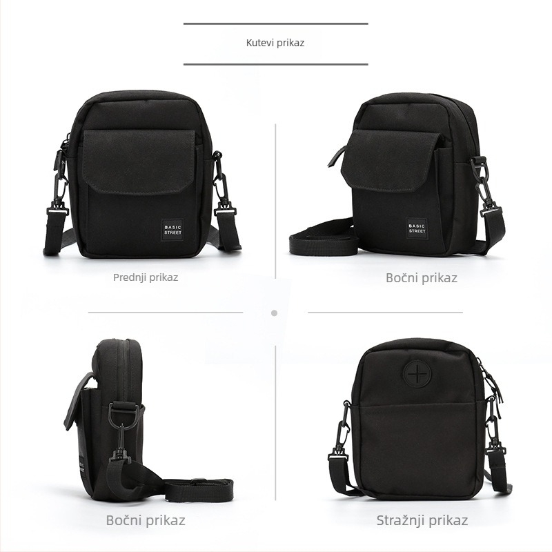 Muška nylon crossbody torba, vertikalni kvadratni oblik, zatvaranje na zip, unutarnje pregrade: zip džep, džep za telefon i ID, jedna naramenica, TAX842