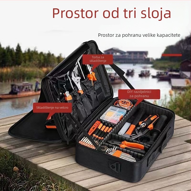Torba za alate električara - prijenosna, velika kapaciteta, Oxford platna, otporna na habanje, dvostruki sloj skladištenja