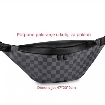Muška torbica na prsa, ulični stil, prava koža, otpornost na habanje i proširiva, podstava od najlona
