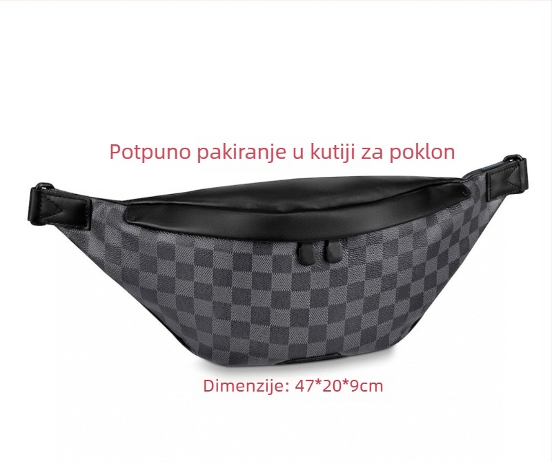 Muška torbica na prsa, ulični stil, prava koža, otpornost na habanje i proširiva, podstava od najlona