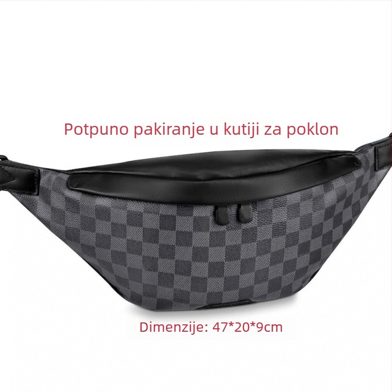 Muška torbica na prsa, ulični stil, prava koža, otpornost na habanje i proširiva, podstava od najlona