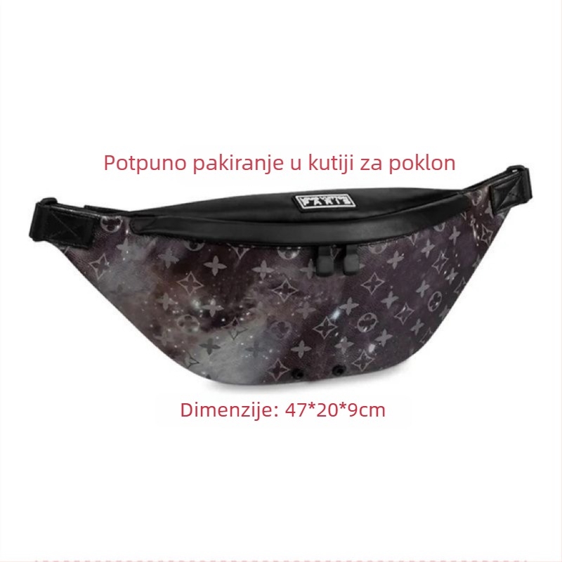 Muška torbica na prsa, ulični stil, prava koža, otpornost na habanje i proširiva, podstava od najlona