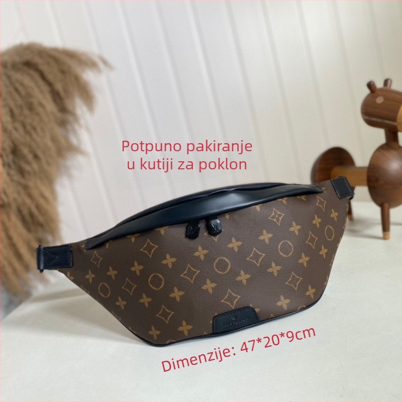 Muška torbica na prsa, ulični stil, prava koža, otpornost na habanje i proširiva, podstava od najlona