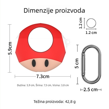 AirPods 4 silikonska zaštitna futrola — Mario Mushroom crtić dizajn, mat čvrsti kućište, prilagodljivo (Silikon; Mat; Čvrsti kućište; Crtani; Prilagodljivo)