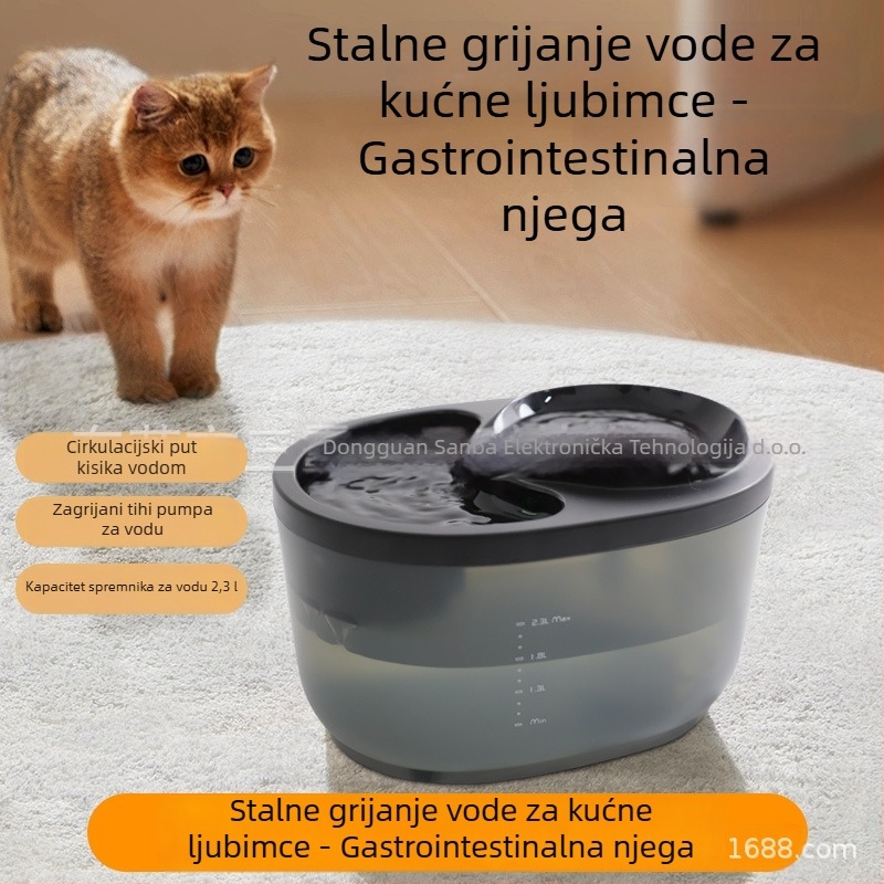 Sanba HM-01 Uređaj za vodu za kućne ljubimce s konstantnom temperaturom, tih rad i automatskom cirkulacijom filtracije za mačke i pse, odvojivi dizajn