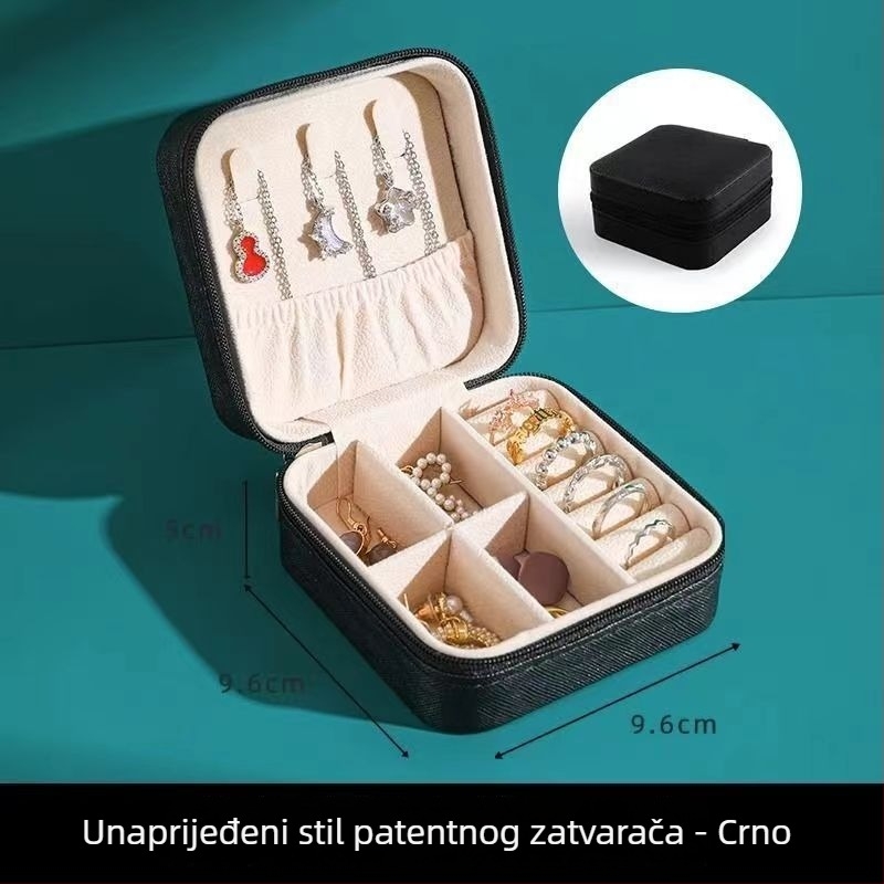 Prijenosna kožna kutija za nakit za naušnice i prstene, Model 062, 18 L kapaciteta, prašinu otporna, PU koža