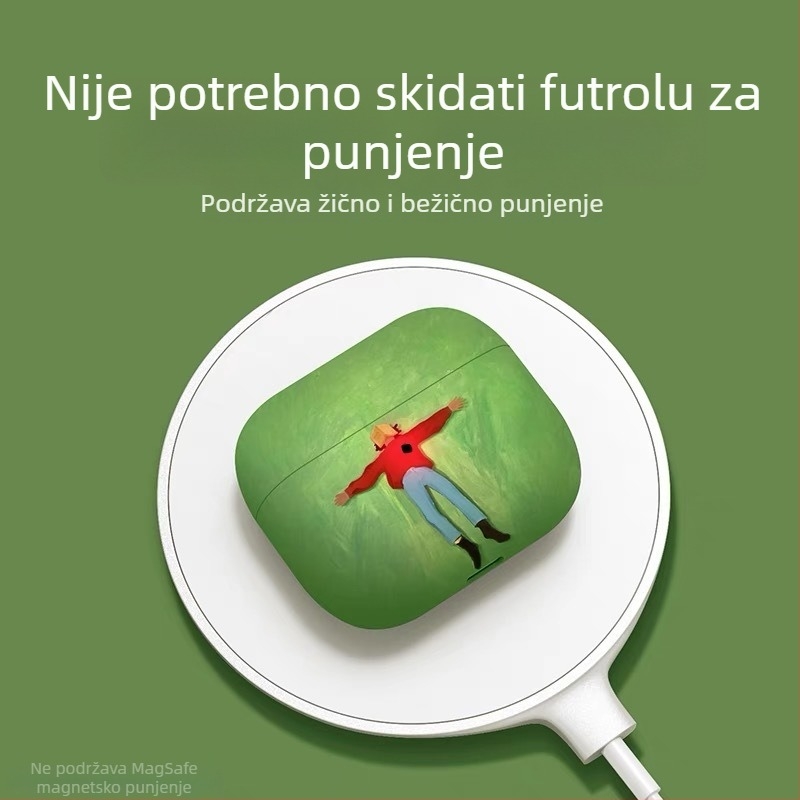 Etui za AirPods 4, silikon, mat završetak, reljefni dizajn, crtani stil, Apple kompatibilan