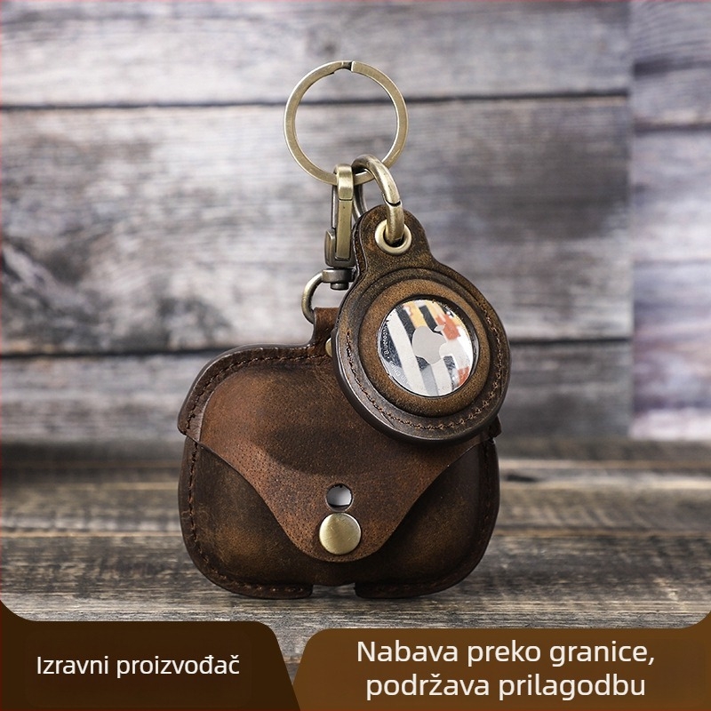 Kućište za AirPods Pro 2. generacije — prava Crazy Horse koža, ručna izrada, 2-u-1 futrola za Bluetooth slušalice