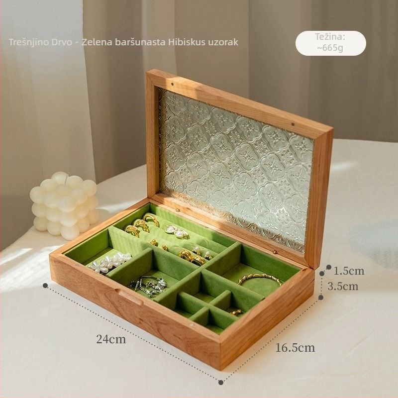 Kutija za nakit WG230606 – drvena, skandinavski stil, prugasti uzorak