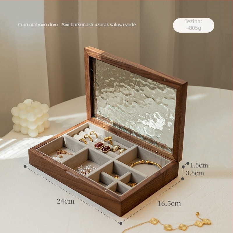 Kutija za nakit WG230606 – drvena, skandinavski stil, prugasti uzorak