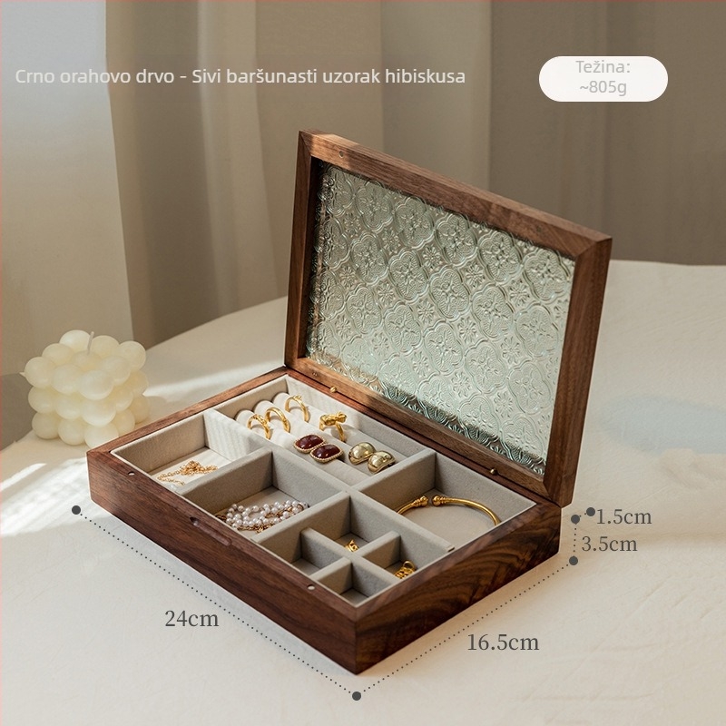 Kutija za nakit WG230606 – drvena, skandinavski stil, prugasti uzorak