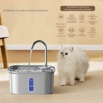 SPF-05 Nehrđajući čelična fontana za vodu za kućne ljubimce, prozirno kućište, automatski dozira vodu za mačke i pse