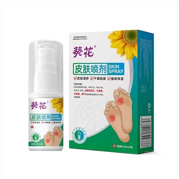 Sunflower Medicinski sprej za kožu stopala - ublažava ekcem, suhoću i ljuskanje; hidratizira; potiče zacjeljivanje nestalnih rana; Carbomer otopina s raspršivačem; odobrenje Ji Xie Zhu Zhun 20212140533
