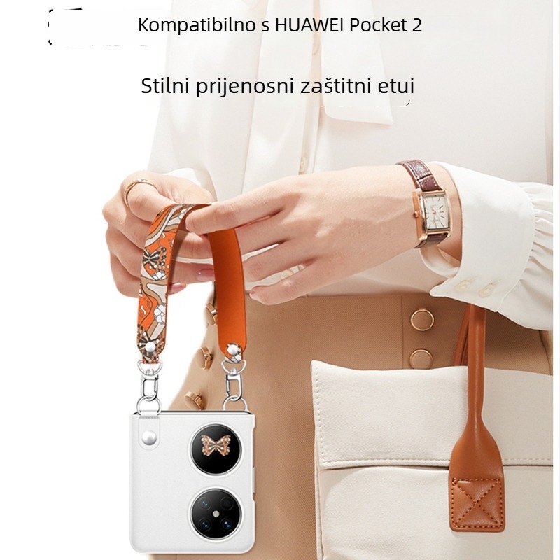 Kućište Huawei Pocket2 – 2-u-1 luksuzna umjetna koža, ručni remen, otpornost na pad, otpornost na habanje
