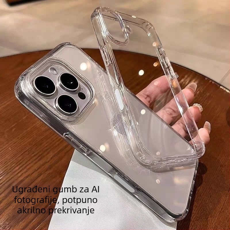 Prozirno kućište s AI gumbom kamere za iPhone 16 Pro i iPhone 17 Pro Max, akrilno, puna zaštita