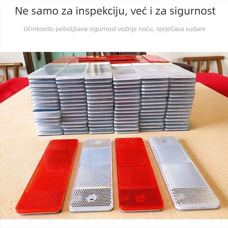 Reflektirajuće naljepnice za kamione, crveno-bijeli reflektori, plastične reflektirajuće ploče za kutijske kamione, samoljepljivo za noćnu upotrebu, za godišnji pregled