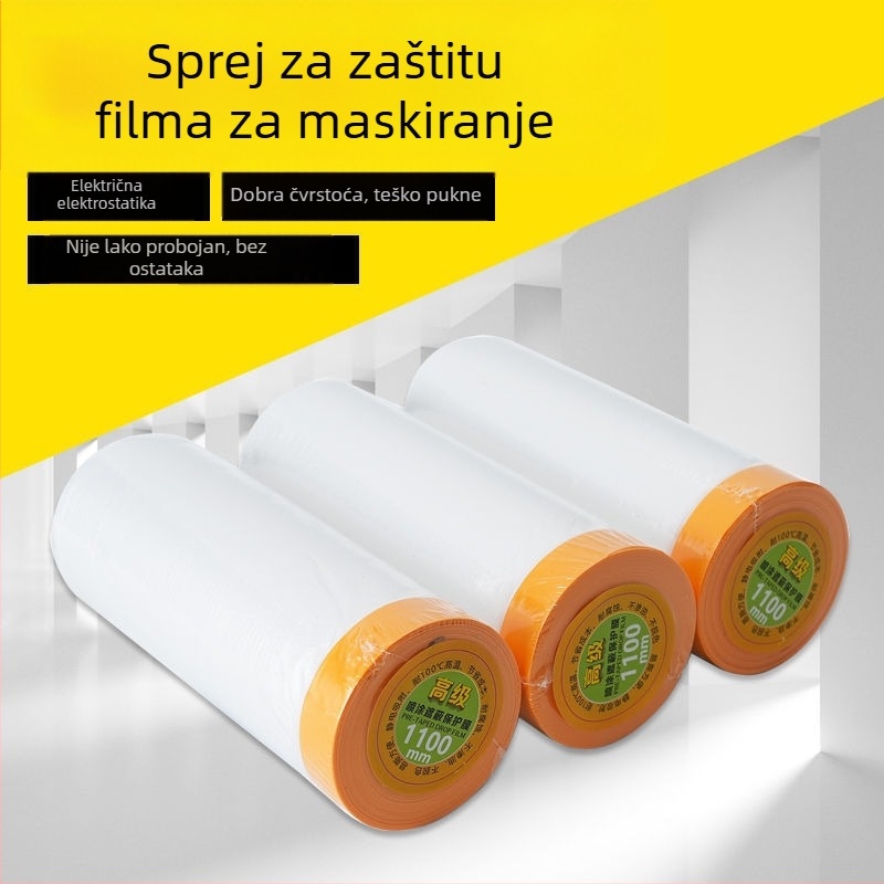 Žuto maskirajuće film za dekoraciju i lakiranje automobila, mask papir, zaštita prostora od prašine — materijal PE, serija 1