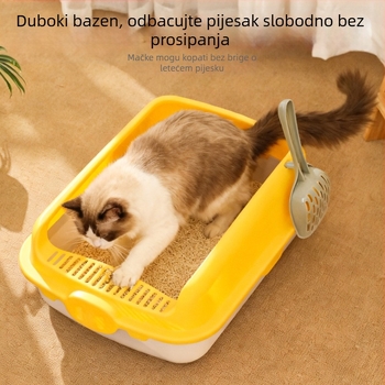 Taotaopets PiPi Tao Kutija za mačji pijesak, poluzatvorenog tipa, kvadratnog oblika, PP materijal