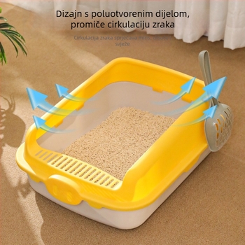 Taotaopets PiPi Tao Kutija za mačji pijesak, poluzatvorenog tipa, kvadratnog oblika, PP materijal