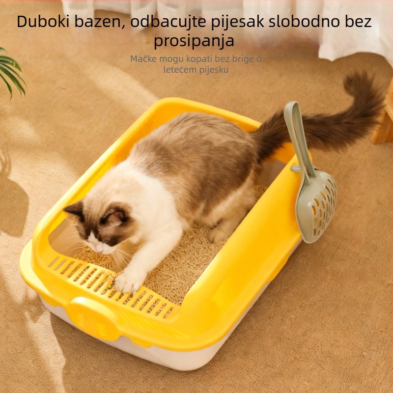 Taotaopets PiPi Tao Kutija za mačji pijesak, poluzatvorenog tipa, kvadratnog oblika, PP materijal