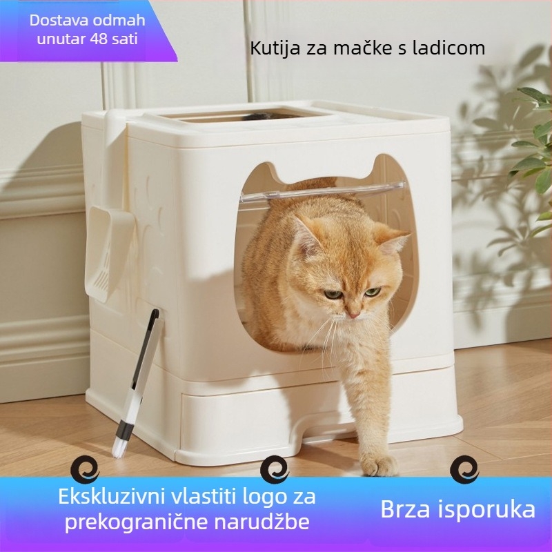 Potpuno zatvorena kutija za mačke s ladicom, sklopiva, lako se čisti, protiv mirisa i propuštanja