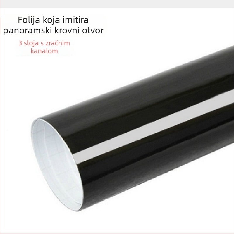 Sjajna crna folija za oblaganje automobila – vanjske i unutarnje površine, folija za panoramski krov i sunroof, duljina 152–300 cm, širina 10–60 cm