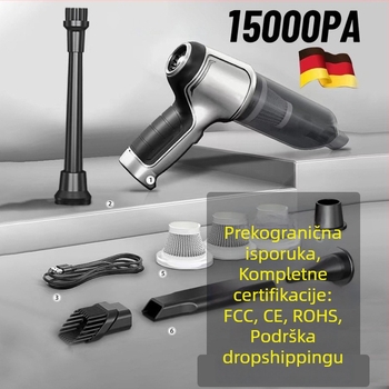 Bežični ručni usisavač za automobil – prijenosni, 6000 Pa, 120 W, punjivi