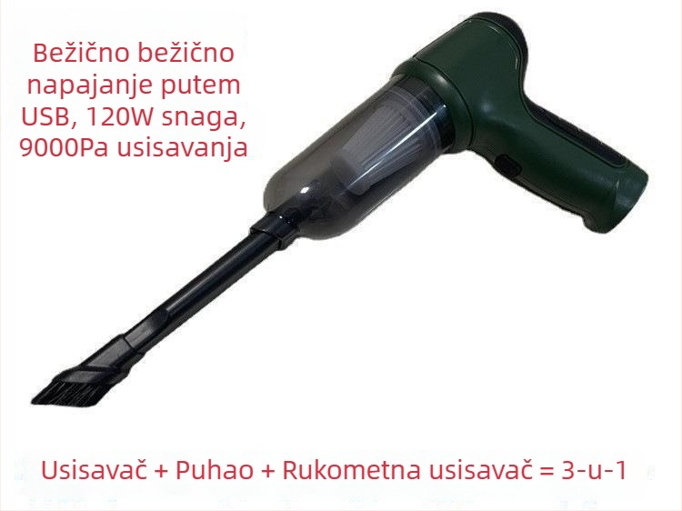 Bežični ručni usisavač za automobil – prijenosni, 6000 Pa, 120 W, punjivi