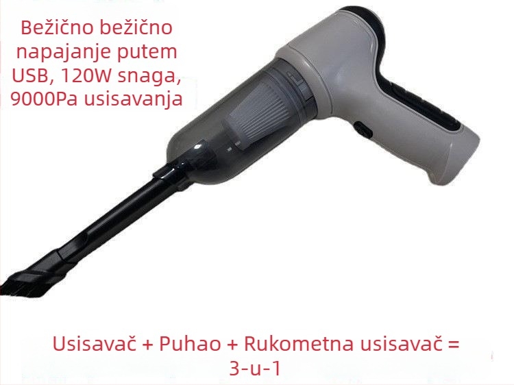 Bežični ručni usisavač za automobil – prijenosni, 6000 Pa, 120 W, punjivi