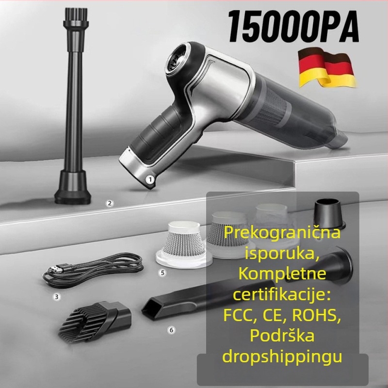 Bežični ručni usisavač za automobil – prijenosni, 6000 Pa, 120 W, punjivi