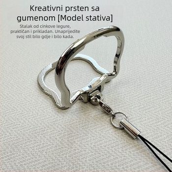 Mobitel privjesak s preklopnim stolnim držačem – legura, najlon konopac, metalna kopča, metalni privjesak s karikaturnim likom