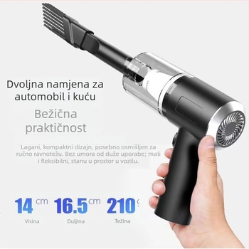 Ručni bežični usisavač za automobil, s ugrađenom baterijom 1001–1600 mAh, 30W, usis 10,1–15 kPa, buka < 36 dB