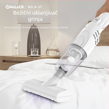 Bežični ručni usisavač za uklanjanje grinja - kompaktni suhi usisavač s plosnatim nastavkom i glavom za uklanjanje grinja, ugrađena baterija 1000-1600 mAh, USB napajanje, usisna snaga 4100-5000 Pa, 16 W, do 1 h rada