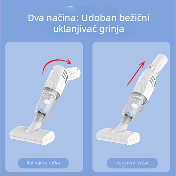Bežični ručni usisavač za uklanjanje grinja - kompaktni suhi usisavač s plosnatim nastavkom i glavom za uklanjanje grinja, ugrađena baterija 1000-1600 mAh, USB napajanje, usisna snaga 4100-5000 Pa, 16 W, do 1 h rada