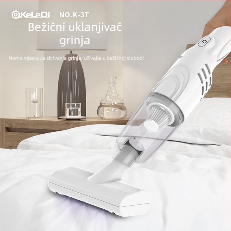 Bežični ručni usisavač za uklanjanje grinja - kompaktni suhi usisavač s plosnatim nastavkom i glavom za uklanjanje grinja, ugrađena baterija 1000-1600 mAh, USB napajanje, usisna snaga 4100-5000 Pa, 16 W, do 1 h rada