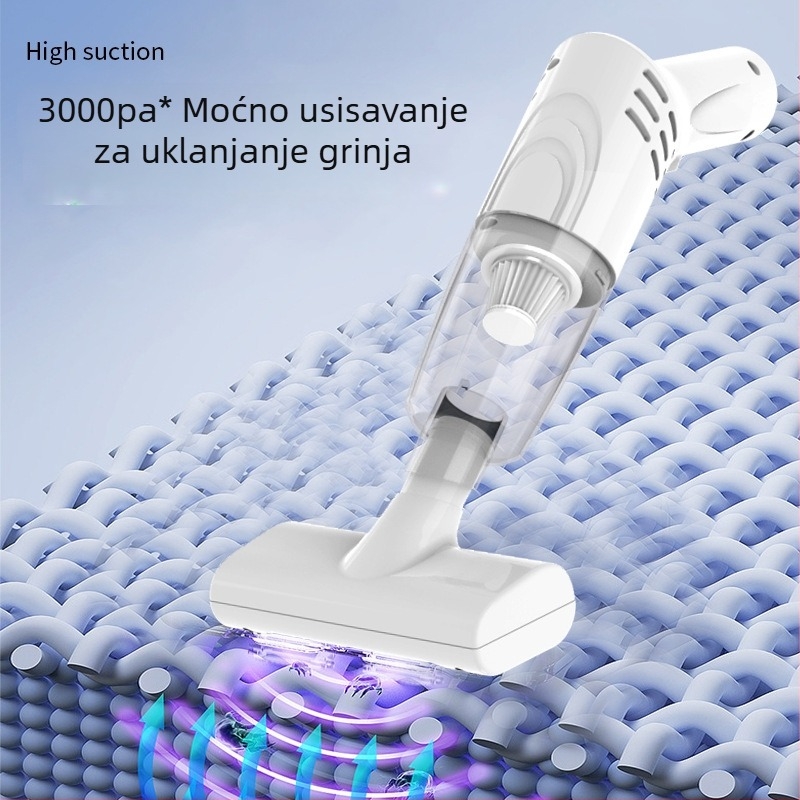 Bežični ručni usisavač za uklanjanje grinja - kompaktni suhi usisavač s plosnatim nastavkom i glavom za uklanjanje grinja, ugrađena baterija 1000-1600 mAh, USB napajanje, usisna snaga 4100-5000 Pa, 16 W, do 1 h rada
